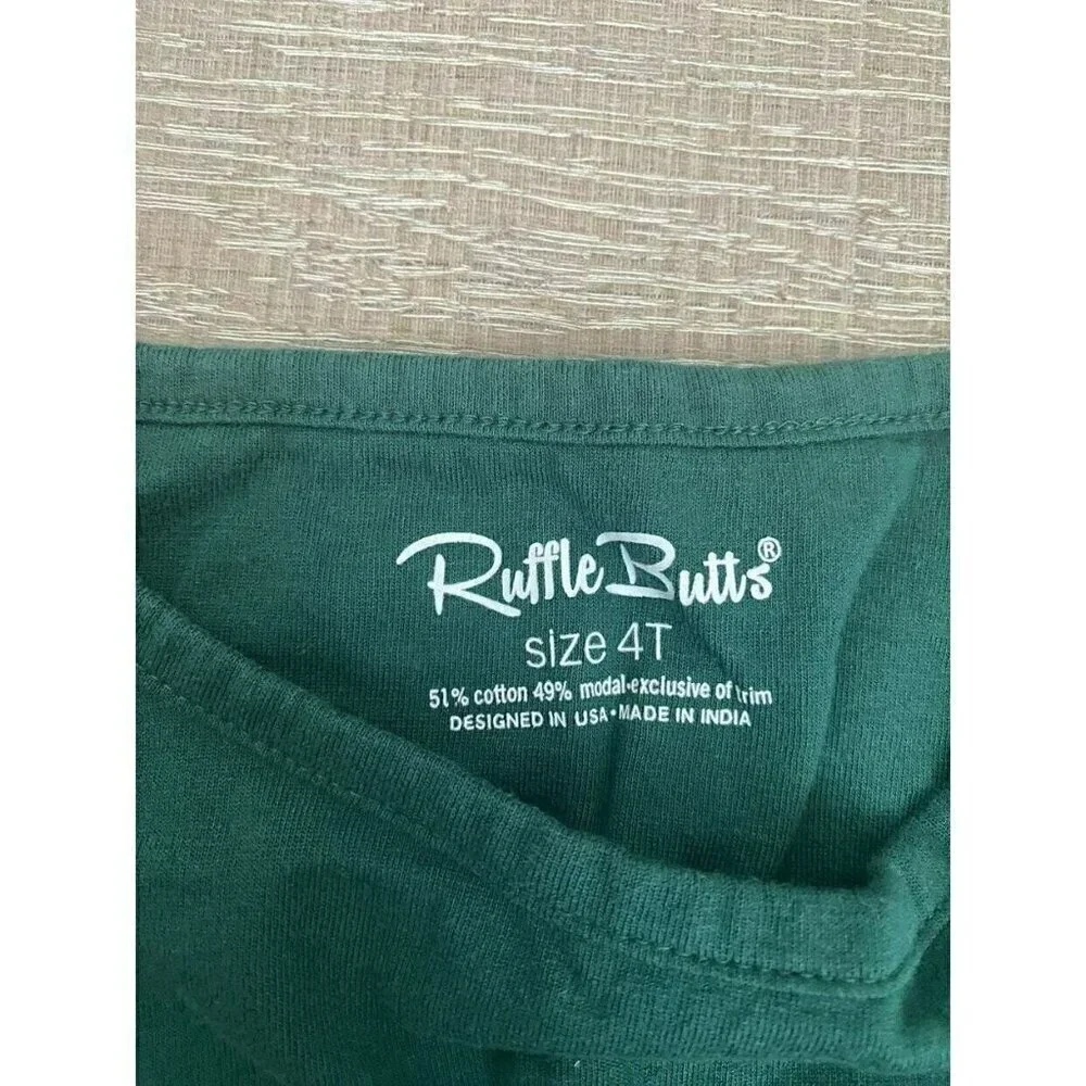 RuffleButts Green Ruffle Long sleeve Shirt